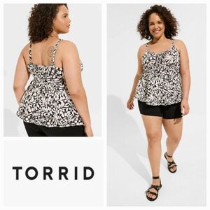 TORRID Super Soft Slub Sweetheart Tiered Ruffle Babydoll Top Size Large/0/12 NWT